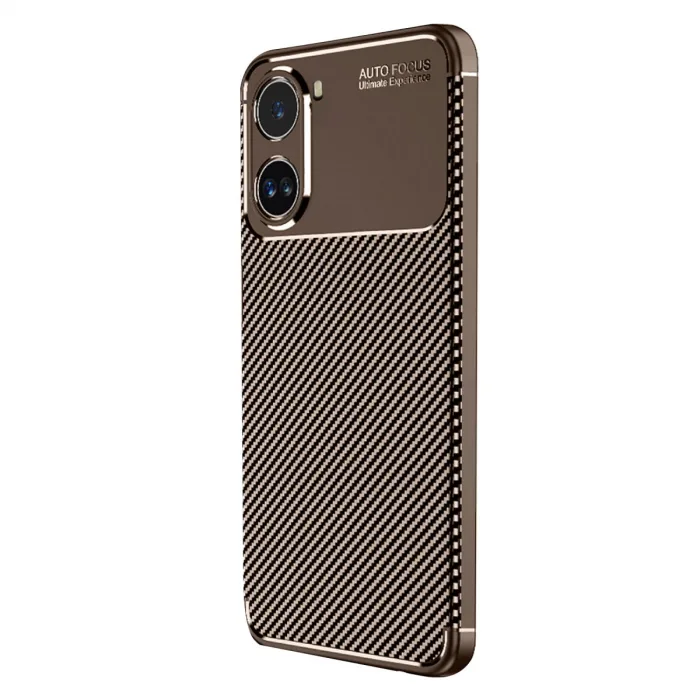 Xiaomi Poco X7 Pro Kılıf Auto Focus Karbon Kapak - Kahverengi