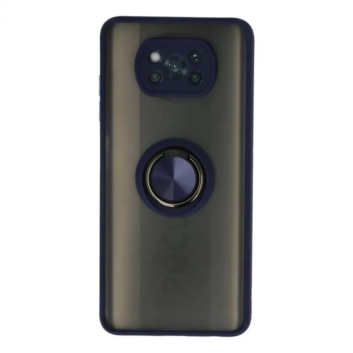 Xiaomi Pocophone X3 Kılıf Montreal Yüzüklü Silikon Kapak - Lacivert