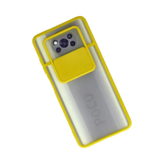 Xiaomi Pocophone X3 Kılıf Palm Buzlu Kamera Sürgülü Silikon - Sarı