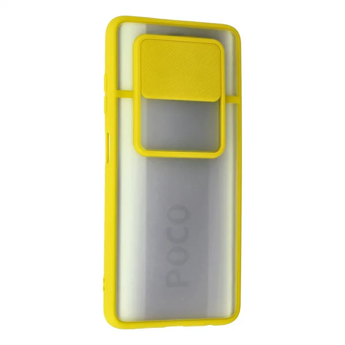 Xiaomi Pocophone X3 Kılıf Palm Buzlu Kamera Sürgülü Silikon - Sarı