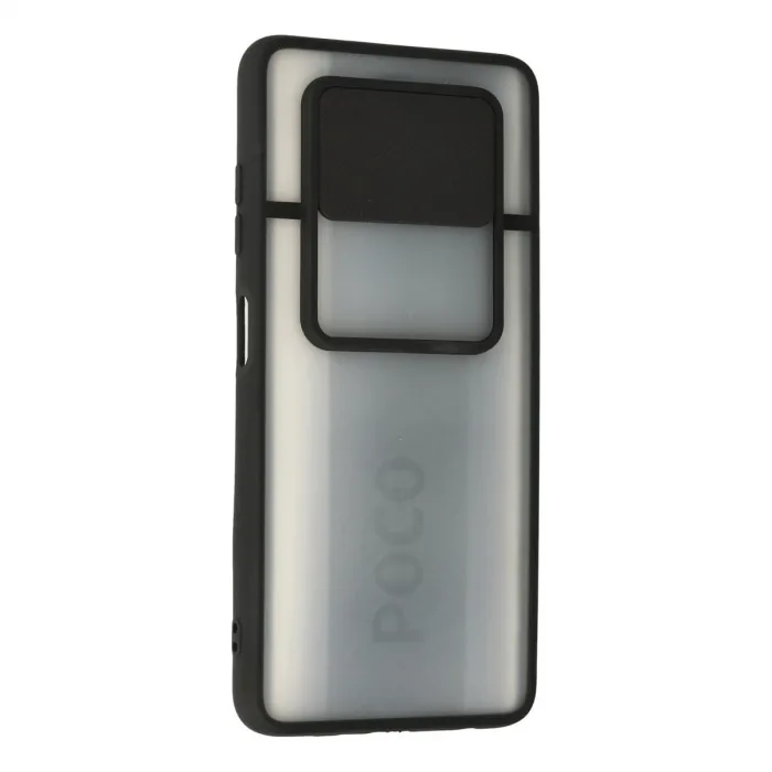 Xiaomi Pocophone X3 Kılıf Palm Buzlu Kamera Sürgülü Silikon - Siyah