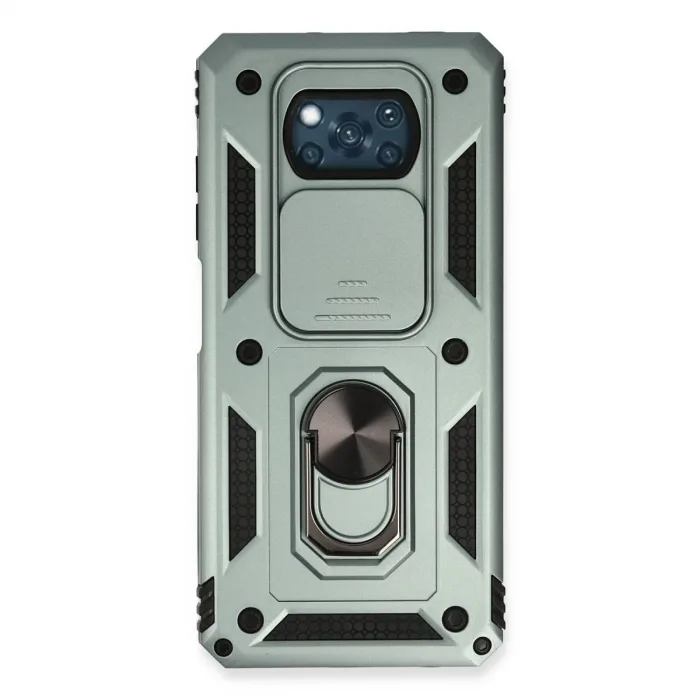 Xiaomi Pocophone X3 Kılıf Pars Lens Yüzüklü Silikon - Yeşil