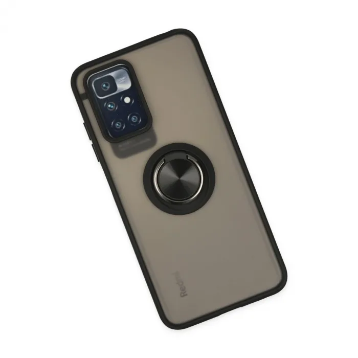 Xiaomi Redmi 10 2022 Kılıf Montreal Yüzüklü Silikon Kapak - Siyah