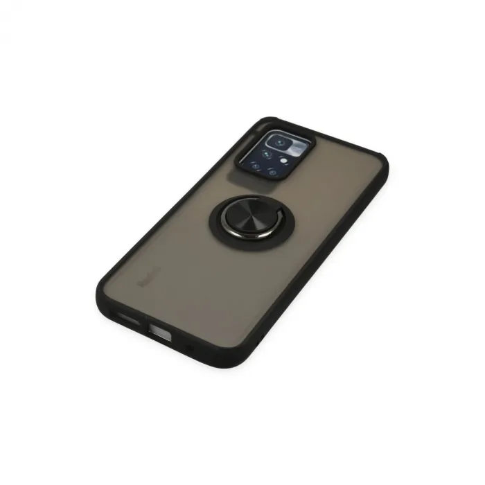 Xiaomi Redmi 10 2022 Kılıf Montreal Yüzüklü Silikon Kapak - Siyah