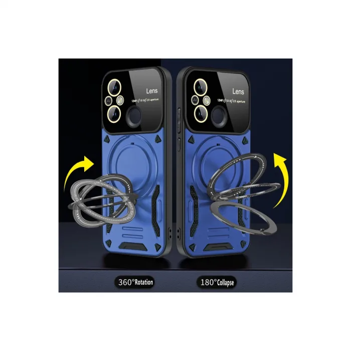 Xiaomi Redmi 12c Kılıf Joy Lens Standlı Kapak - Koyu Yeşil