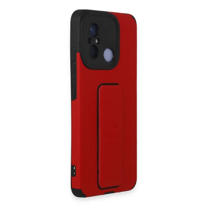 Xiaomi Redmi 12c Kılıf Mega Standlı Silikon - Kırmızı