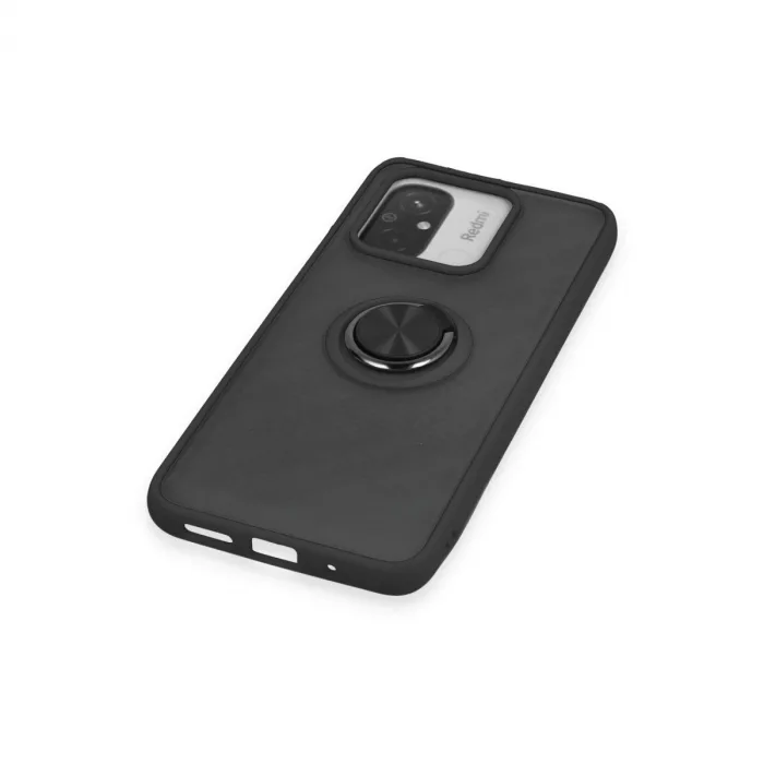Xiaomi Redmi 12c Kılıf Montreal Yüzüklü Silikon Kapak - Siyah