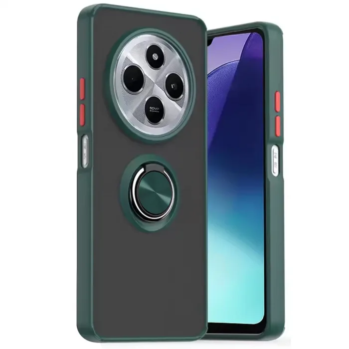 Xiaomi Redmi 14c Kılıf Montreal Yüzüklü Silikon Kapak - Yeşil