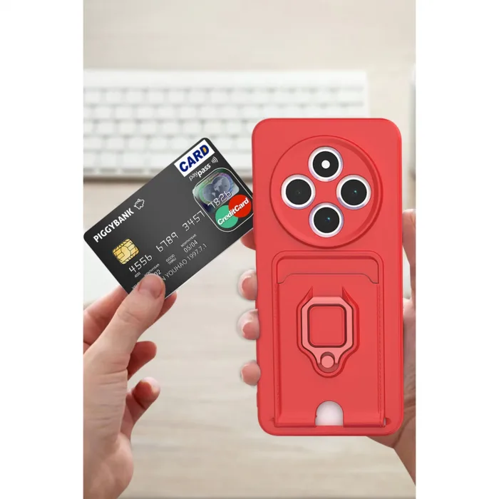 Xiaomi Redmi 14c Kılıf Zuma Kartvizitli Yüzüklü Silikon - Siyah