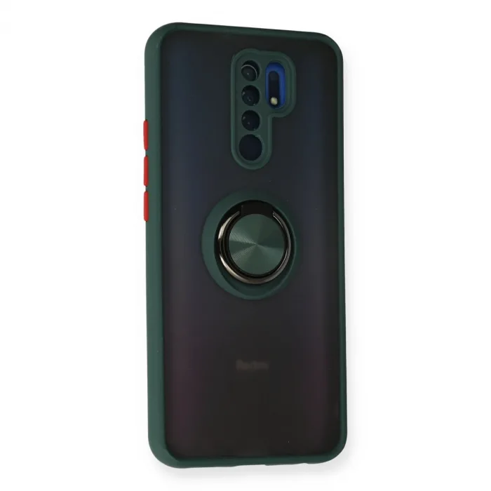 Xiaomi Redmi 9 Kılıf Montreal Yüzüklü Silikon Kapak - Yeşil