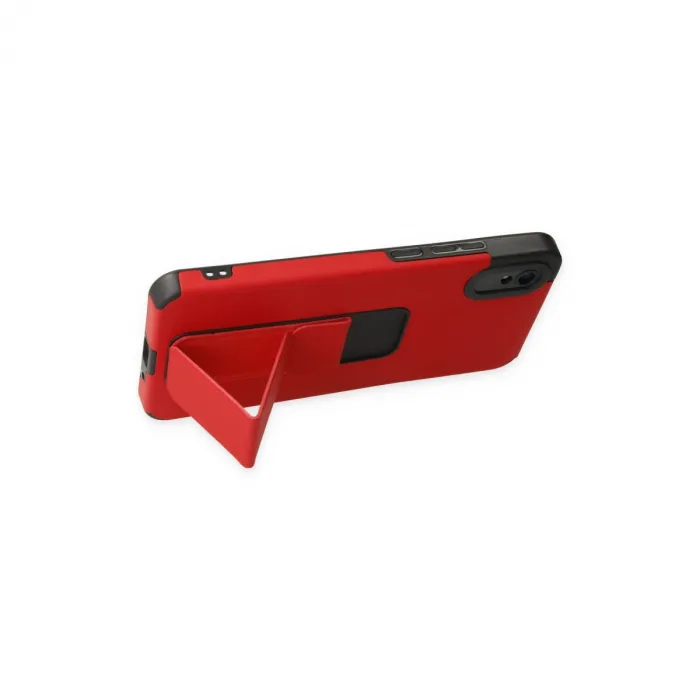 Xiaomi Redmi 9a Kılıf Mega Standlı Silikon - Kırmızı