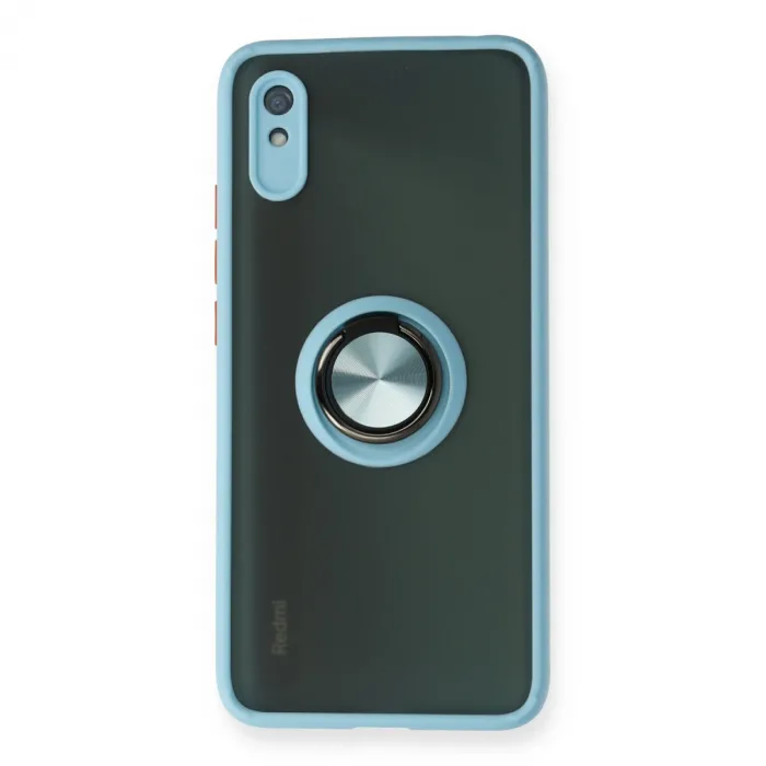 Xiaomi Redmi 9a Kılıf Montreal Yüzüklü Silikon Kapak - Buz Mavi