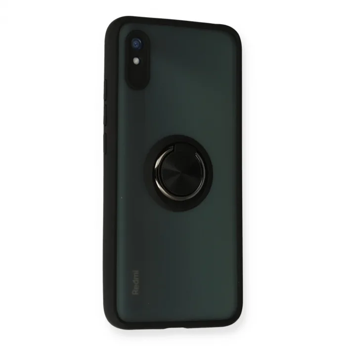 Xiaomi Redmi 9a Kılıf Montreal Yüzüklü Silikon Kapak - Siyah