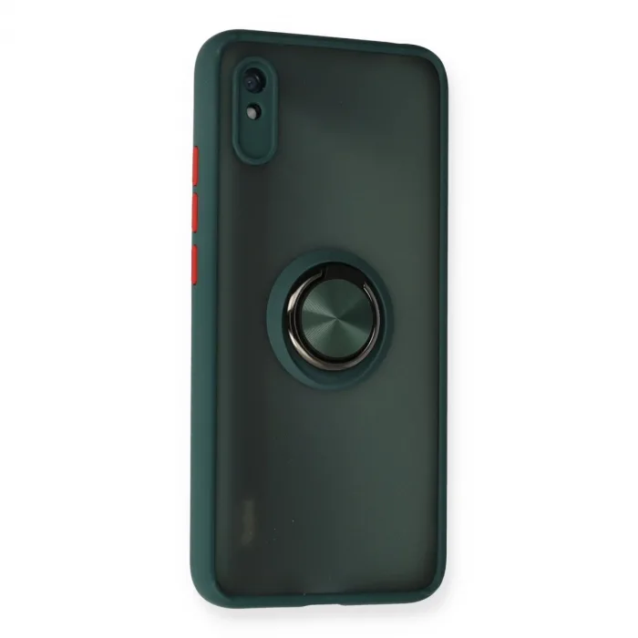 Xiaomi Redmi 9a Kılıf Montreal Yüzüklü Silikon Kapak - Yeşil