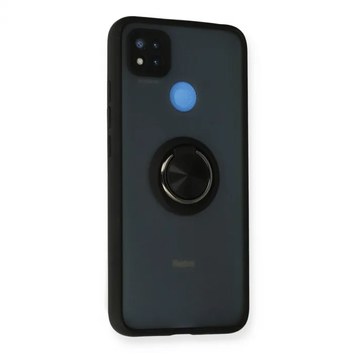 Xiaomi Redmi 9c Kılıf Montreal Yüzüklü Silikon Kapak - Siyah