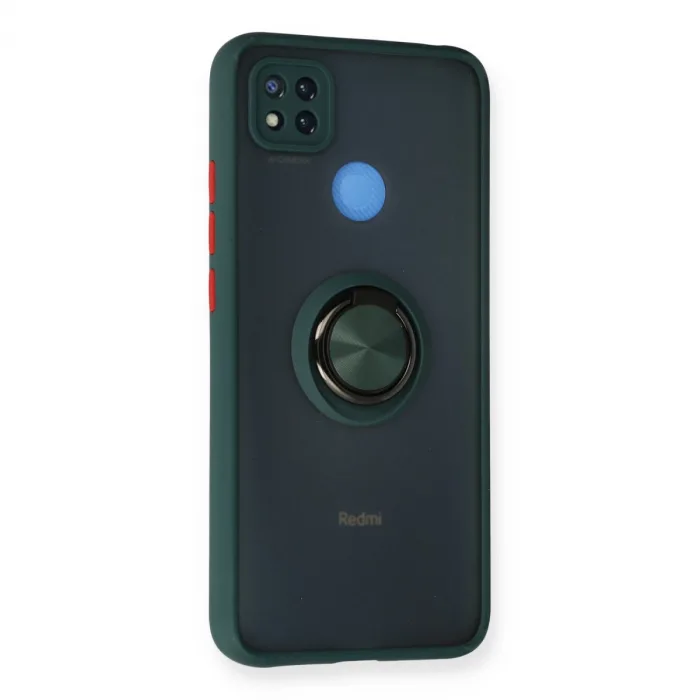 Xiaomi Redmi 9c Kılıf Montreal Yüzüklü Silikon Kapak - Yeşil