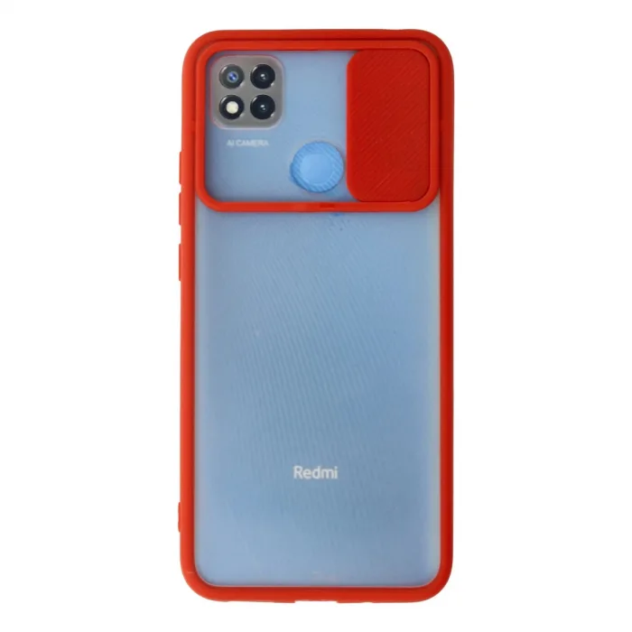 Xiaomi Redmi 9c Kılıf Palm Buzlu Kamera Sürgülü Silikon - Kırmızı