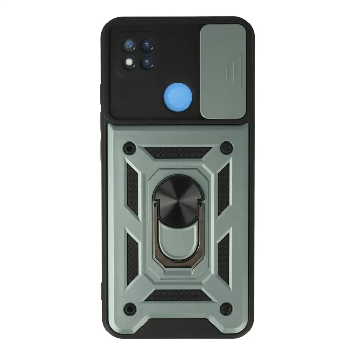 Xiaomi Redmi 9c Kılıf Pars Lens Yüzüklü Silikon - Yeşil