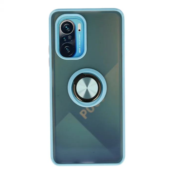Xiaomi Redmi K40 Kılıf Montreal Yüzüklü Silikon Kapak - Buz Mavi