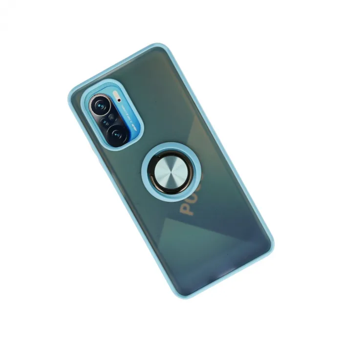 Xiaomi Redmi K40 Kılıf Montreal Yüzüklü Silikon Kapak - Buz Mavi