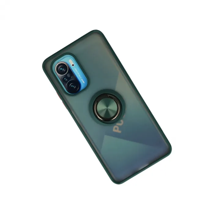 Xiaomi Redmi K40 Kılıf Montreal Yüzüklü Silikon Kapak - Yeşil