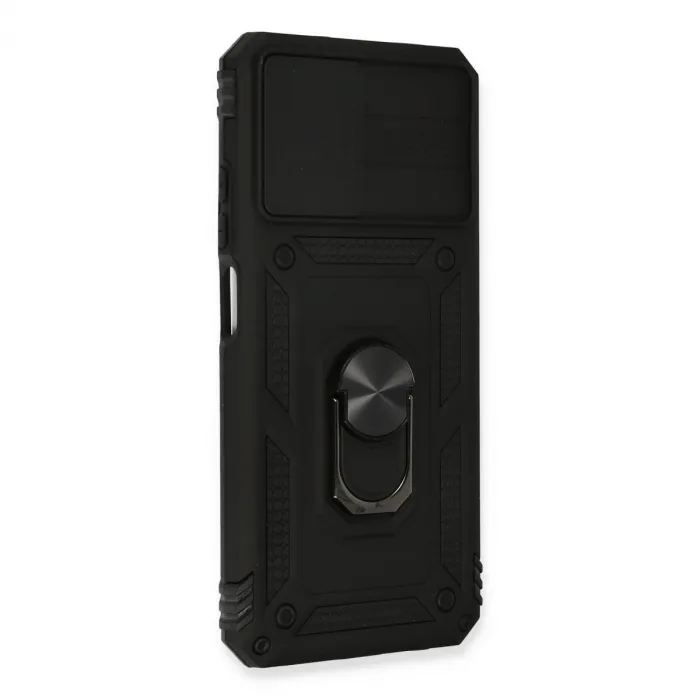 Xiaomi Redmi Note 10 Kılıf Pars Lens Yüzüklü Silikon - Siyah