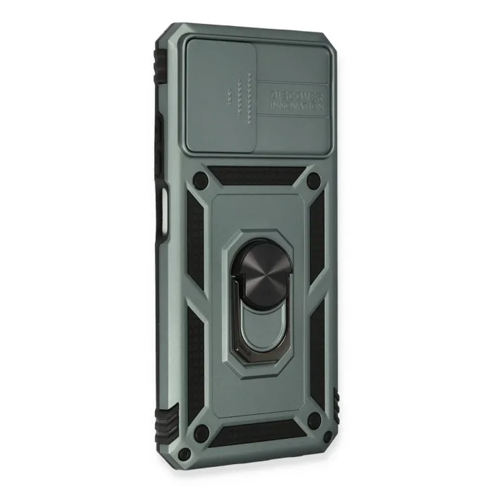 Xiaomi Redmi Note 10 Kılıf Pars Lens Yüzüklü Silikon - Yeşil