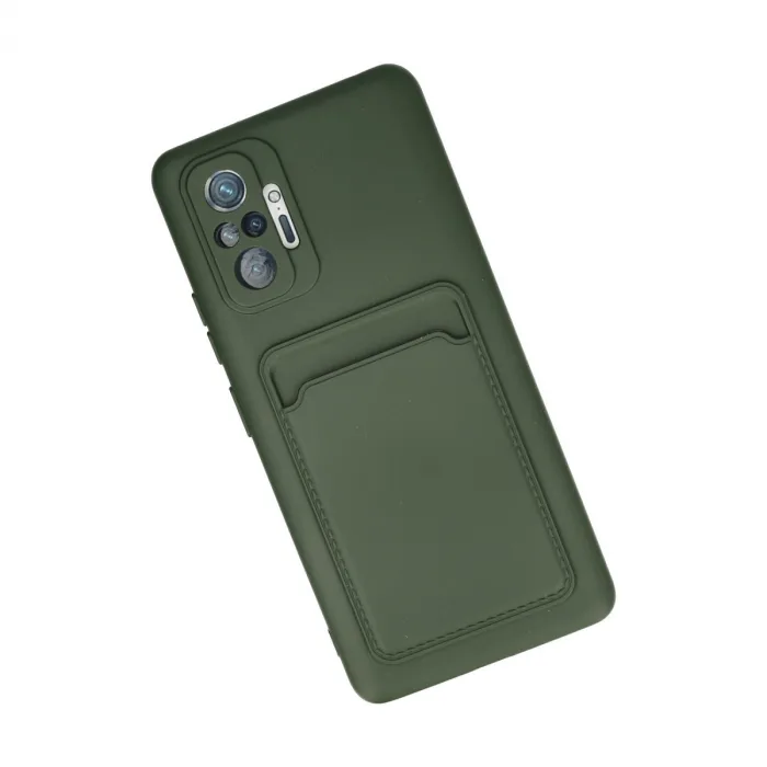 Xiaomi Redmi Note 10 Pro Kılıf Kelvin Kartvizitli Silikon - Koyu Yeşil