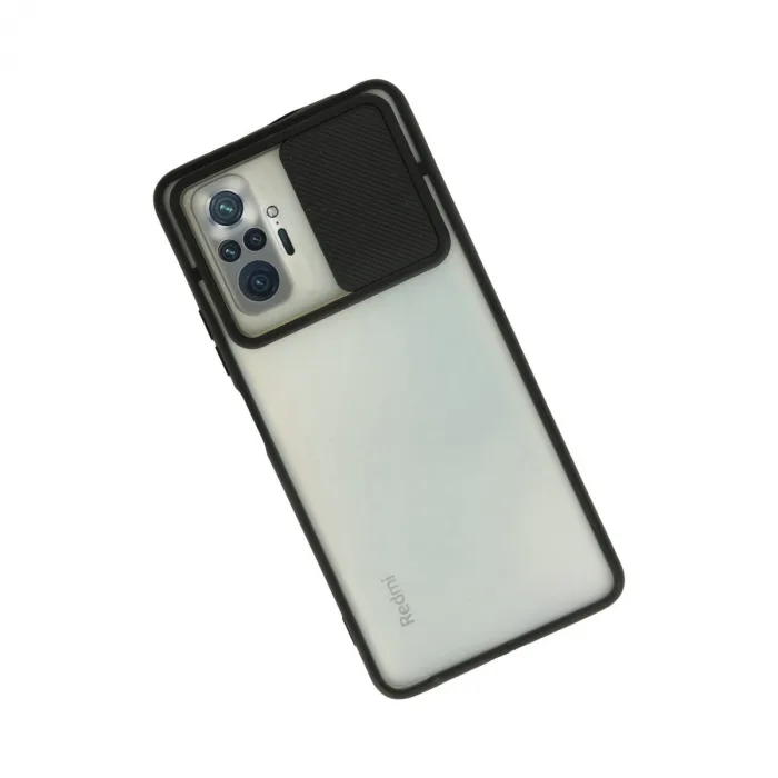 Xiaomi Redmi Note 10 Pro Kılıf Palm Buzlu Kamera Sürgülü Silikon - Siyah