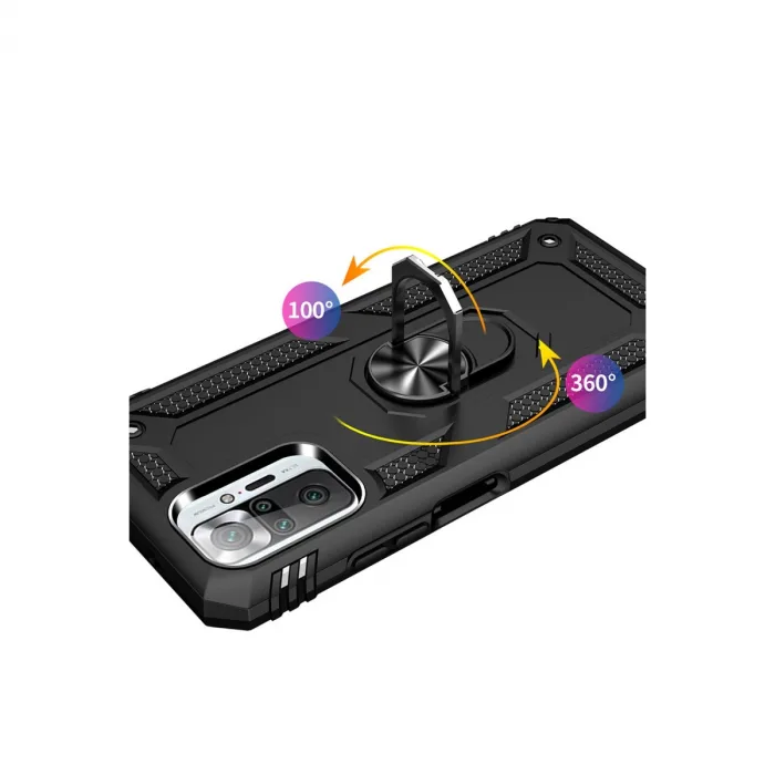 Xiaomi Redmi Note 10 Pro Kılıf Sofya Yüzüklü Silikon Kapak - Siyah