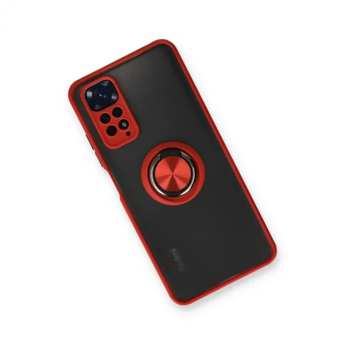 Xiaomi Redmi Note 11 Kılıf Montreal Yüzüklü Silikon Kapak - Kırmızı