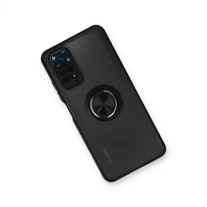 Xiaomi Redmi Note 11 Kılıf Montreal Yüzüklü Silikon Kapak - Siyah
