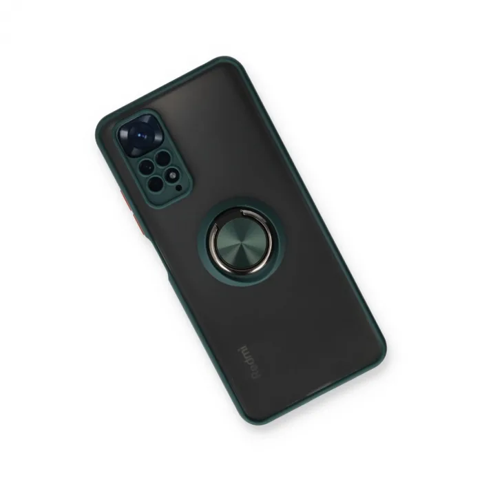 Xiaomi Redmi Note 11 Kılıf Montreal Yüzüklü Silikon Kapak - Yeşil