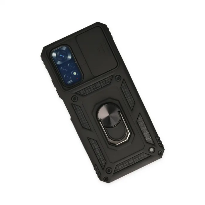 Xiaomi Redmi Note 11 Kılıf Pars Lens Yüzüklü Silikon - Siyah
