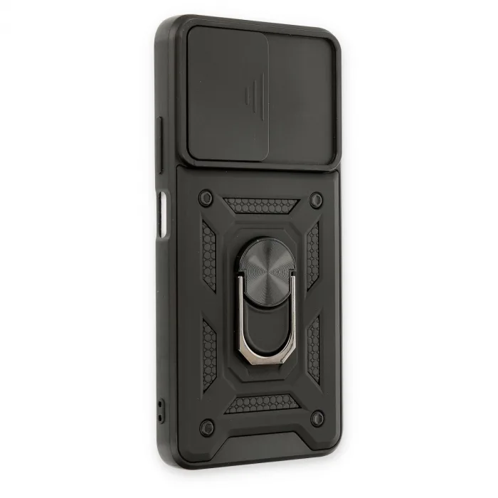 Xiaomi Redmi Note 11t Kılıf Pars Lens Yüzüklü Silikon - Siyah