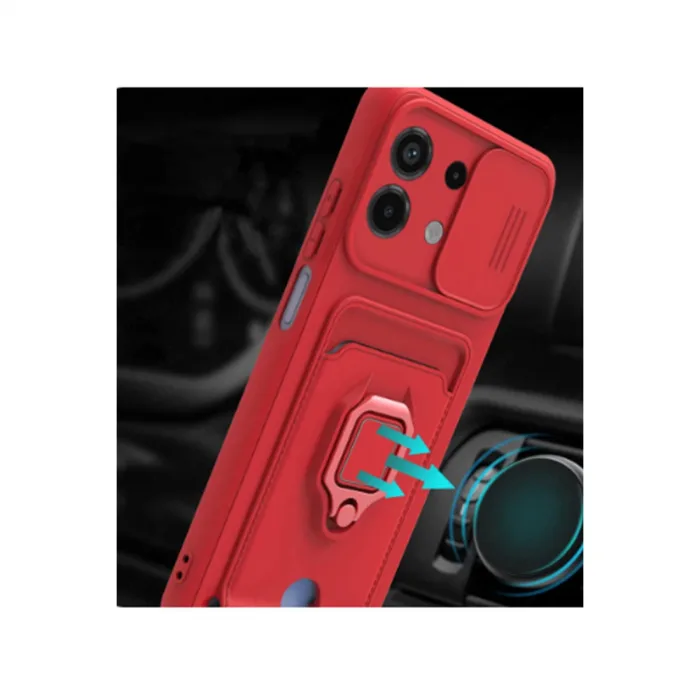 Xiaomi Redmi Note 13 4g Kılıf Zuma Kartvizitli Yüzüklü Silikon - Pembe