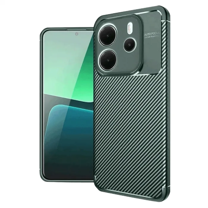 Xiaomi Redmi Note 14 4g Kılıf Auto Focus Karbon Kapak - Koyu Yeşil