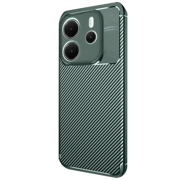 Xiaomi Redmi Note 14 4g Kılıf Auto Focus Karbon Kapak - Koyu Yeşil