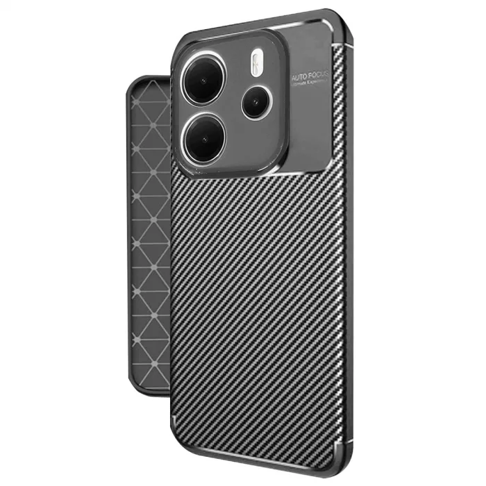 Xiaomi Redmi Note 14 4g Kılıf Auto Focus Karbon Kapak - Siyah