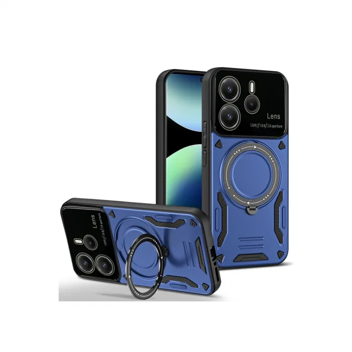 Xiaomi Redmi Note 14 4g Kılıf Joy Lens Standlı Kapak - Lacivert