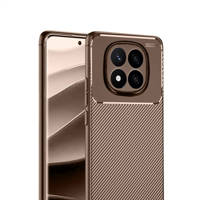Xiaomi Redmi Note 14 Pro 5g Kılıf Auto Focus Karbon Kapak - Kahverengi