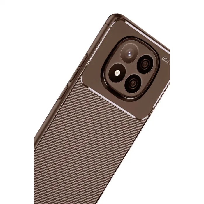 Xiaomi Redmi Note 14 Pro Plus Kılıf Auto Focus Karbon Kapak - Kahverengi