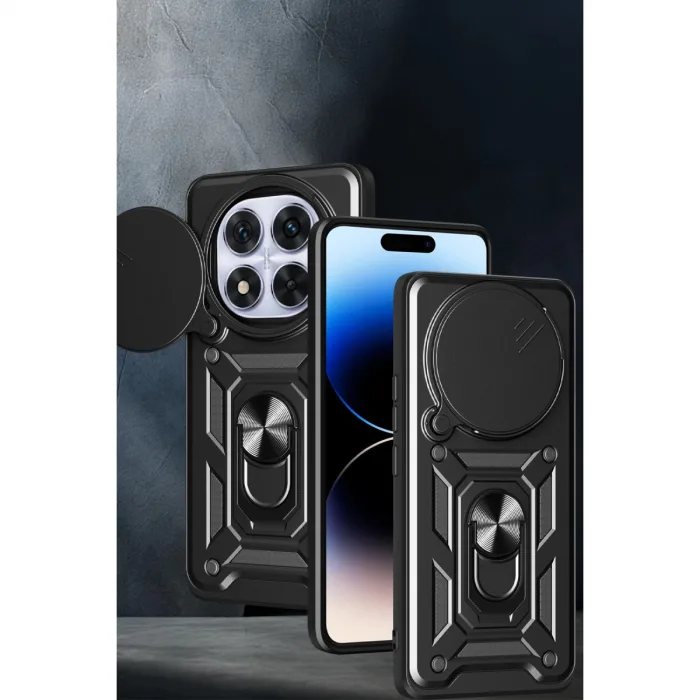 Xiaomi Redmi Note 14 Pro Plus Kılıf Pars Lens Yüzüklü Silikon - Lacivert