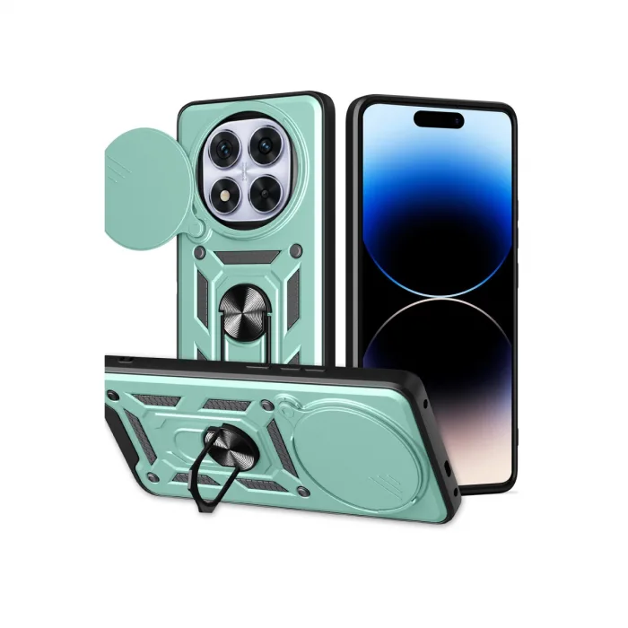 Xiaomi Redmi Note 14 Pro Plus Kılıf Pars Lens Yüzüklü Silikon - Yeşil