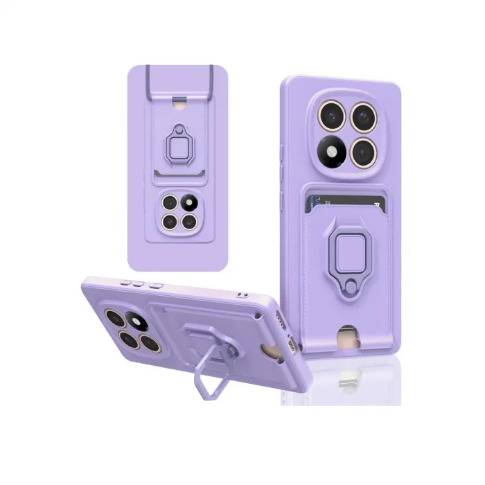 Xiaomi Redmi Note 14 Pro Plus Kılıf Zuma Kartvizitli Yüzüklü Silikon - Lila