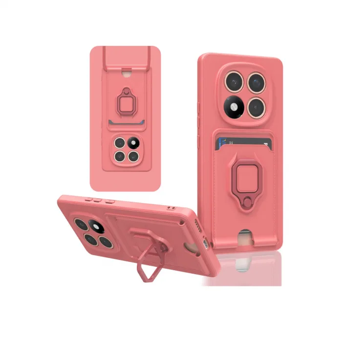 Xiaomi Redmi Note 14 Pro Plus Kılıf Zuma Kartvizitli Yüzüklü Silikon - Pembe