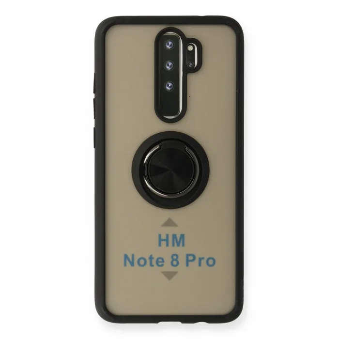 Xiaomi Redmi Note 8 Pro Kılıf Montreal Yüzüklü Silikon Kapak - Siyah