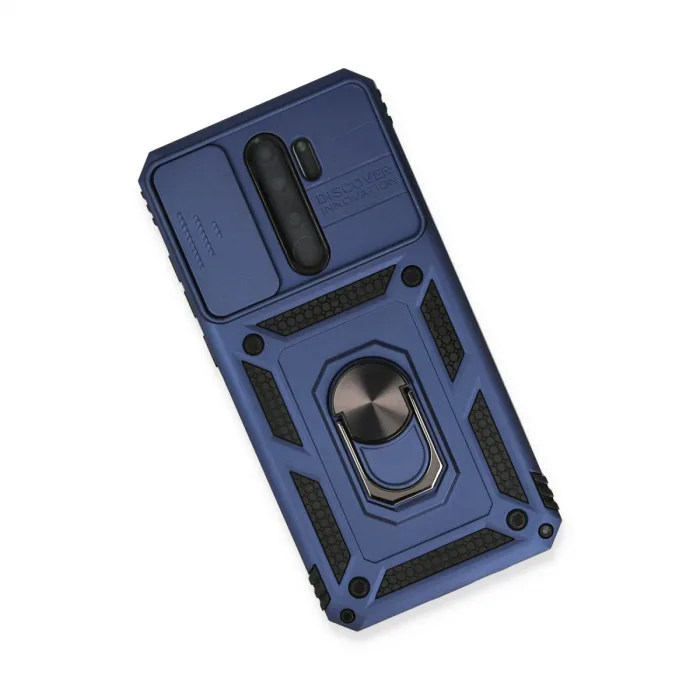 Xiaomi Redmi Note 8 Pro Kılıf Pars Lens Yüzüklü Silikon - Lacivert