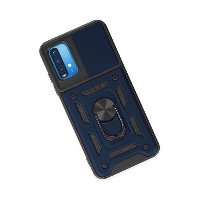 Xiaomi Redmi Note 9 4g Kılıf Pars Lens Yüzüklü Silikon - Lacivert
