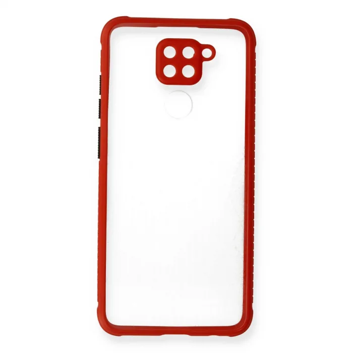 Xiaomi Redmi Note 9 Kılıf Miami Şeffaf Silikon - Kırmızı